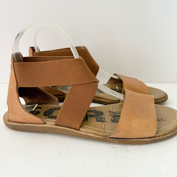 Sorel Ella III Tan Leather Sandals - Picture 1 of 7